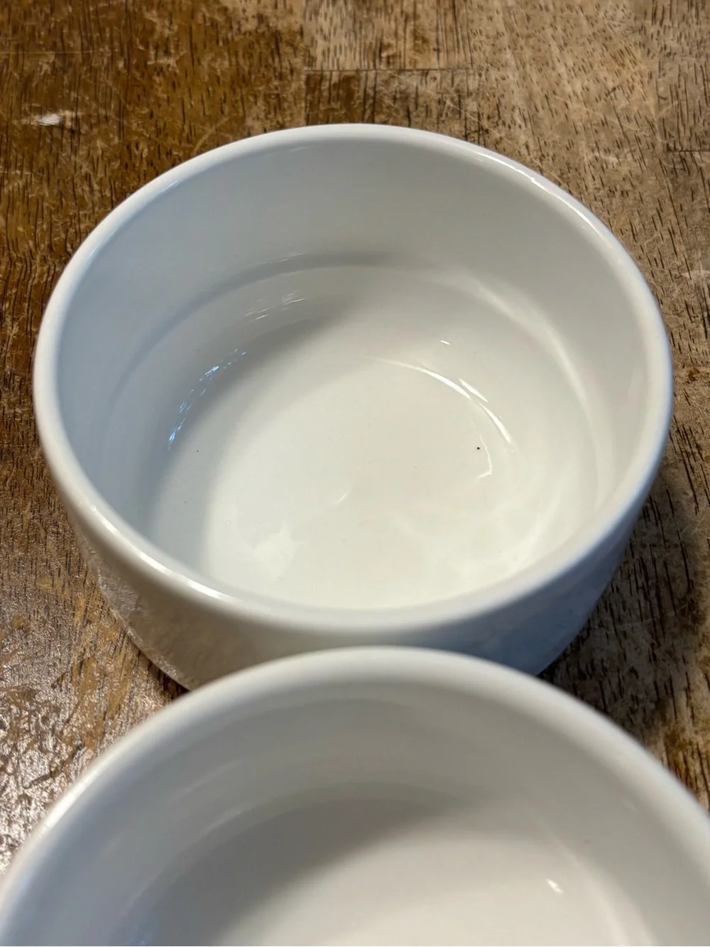 White Porcelain Ramekin Bowls Set of 2 Minimalist Modern Serving Dishes